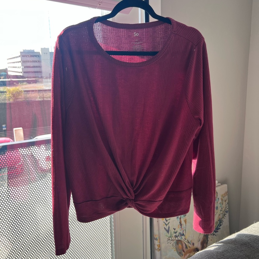 Waffle knit long sleeve shirt